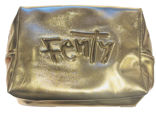 FENTY Gold Faux Leather Makeup Bag Pouch Case Purse cosmetics Rihanna