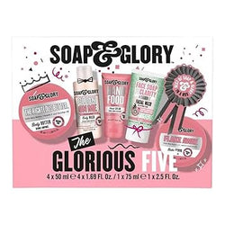 Soap & Glory The Glorious Five Gift Set - Righteous Butter Body Butter, Clean On Me Shower Gel, Flake Away Body Scrub, Vitamin C Face Wash, & Hand Cream