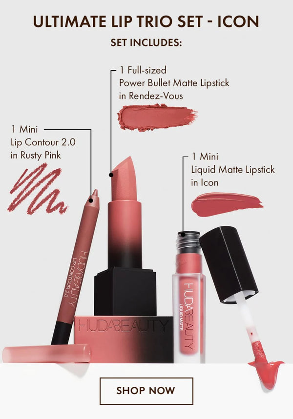 HUDA BEAUTY ULTIMATE LIP TRIO SET